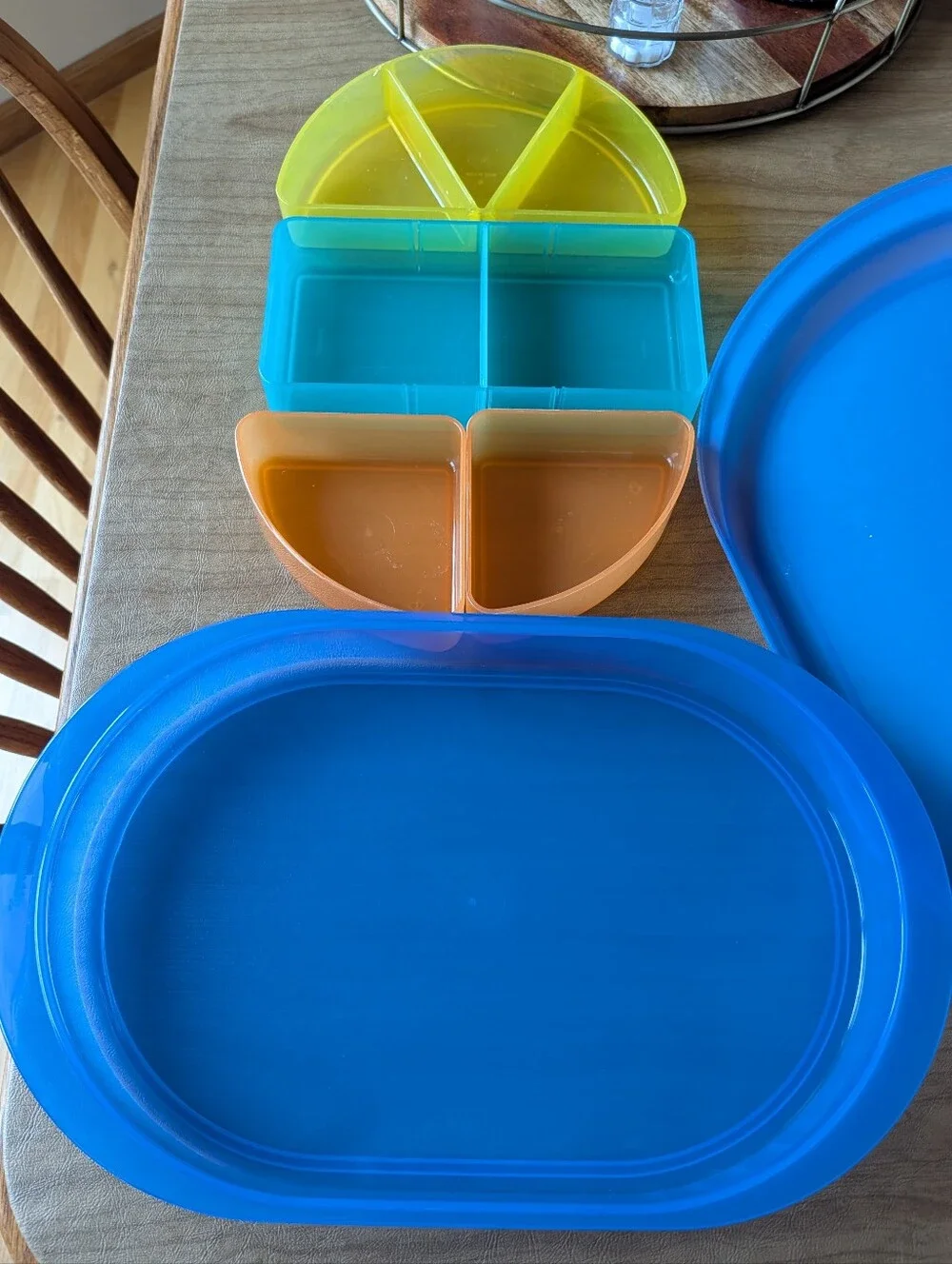 Tupperware Blue Multi-Compartment Plastic Snack & Storage Tray